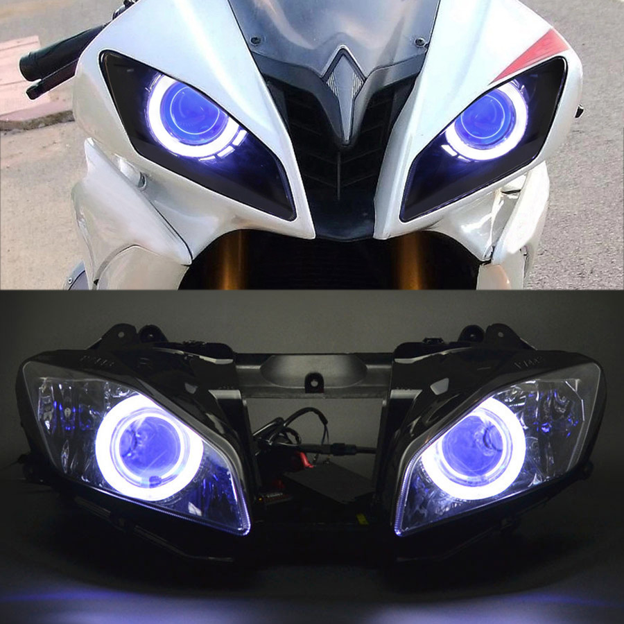 2004 - 2011 Yamaha FZ6 HID BiXenon Projector kit angel eyes halo - No Cut