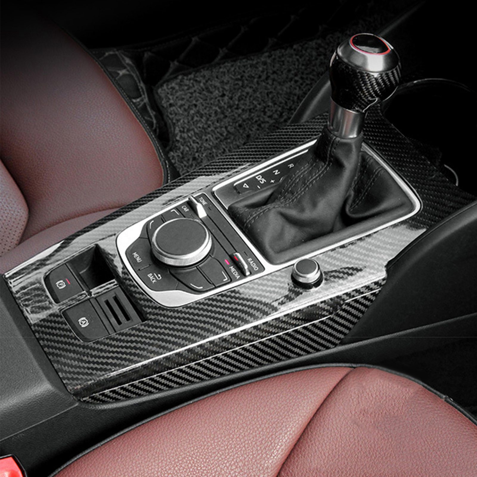 For Audi A3 S3 8P 14-20 Real Carbon Fiber Center Console Gear