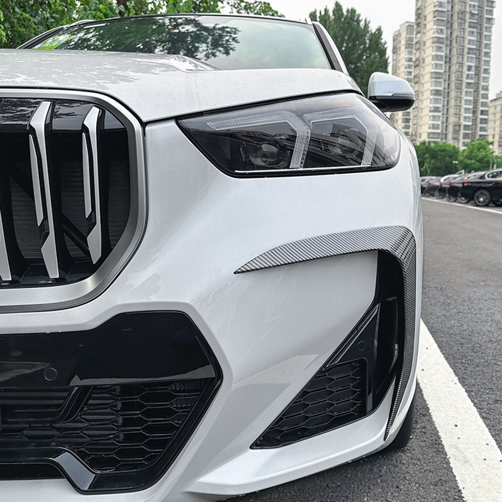 Carbon Look Front Bumper Side Air Vent Trim For BMW X1 U11 U12 M