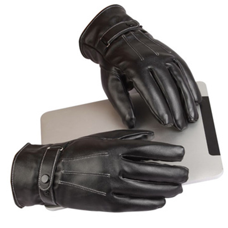 Mens Leather Gloves Full Finger Motorcycle Driving Winter Warm Touch Screen Hot
