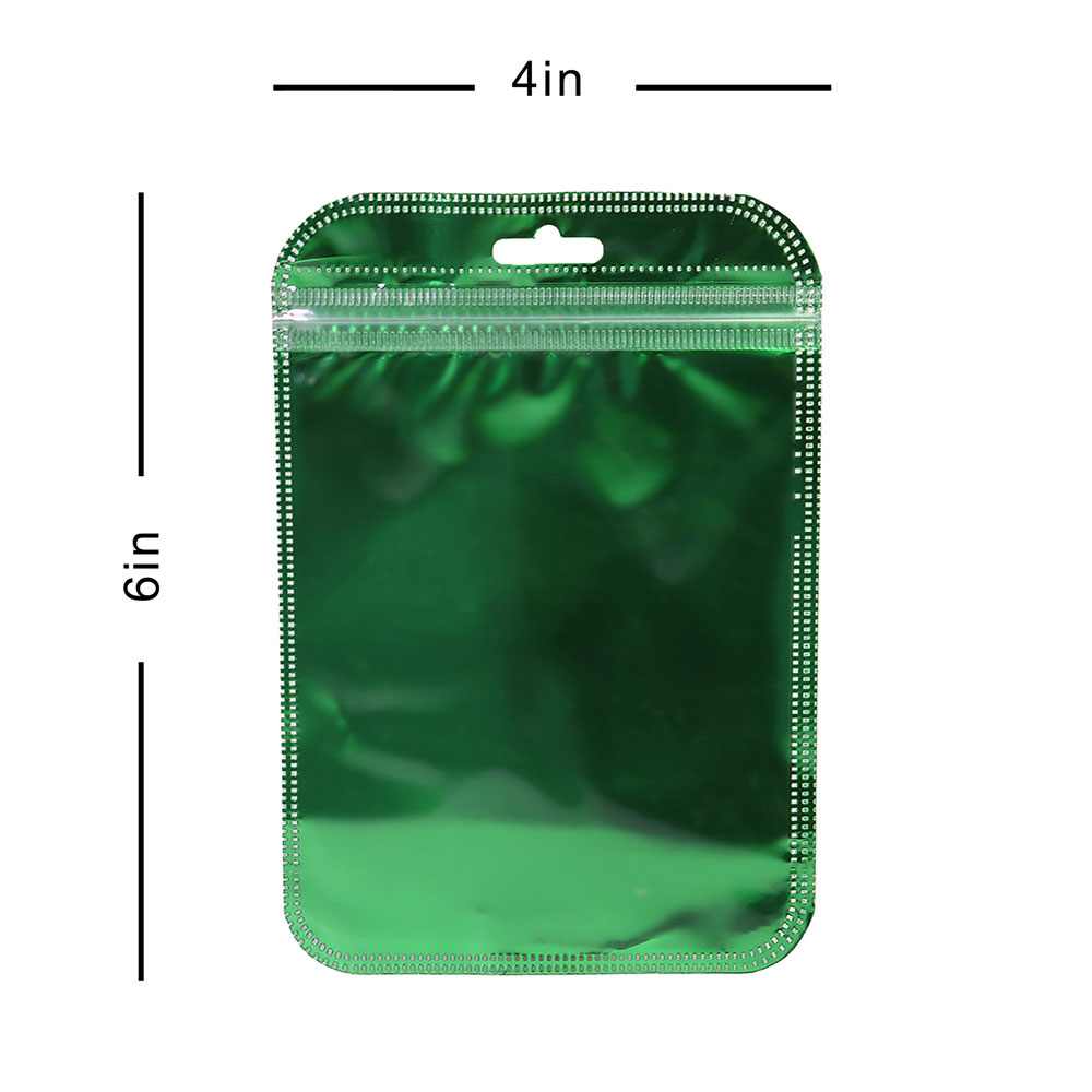 4x6in Matte Double-Sided Green Foil Mylar Stand Up Zip Lock Bag w/ Desiccant 