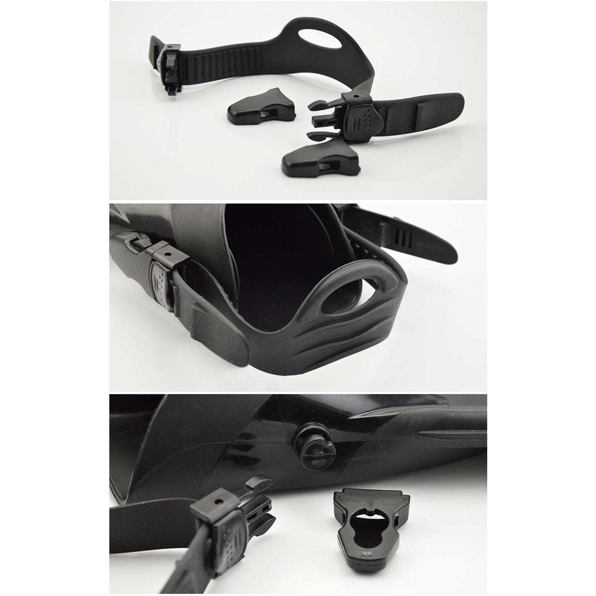 1 Pair Scuba Diving Black Rubber Replacement Fin Straps w/ Quick