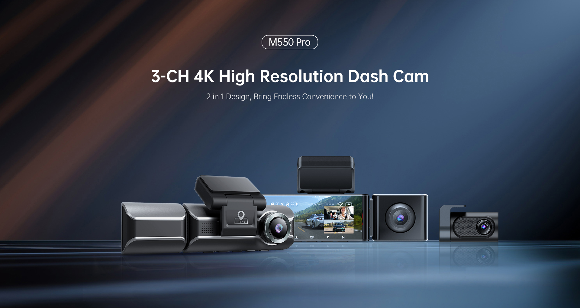 AZDOME 3-Kanal 4K Dashcam Dual 1080P Auto Kamera Recorder GPS WIFI IR  G-Sensor