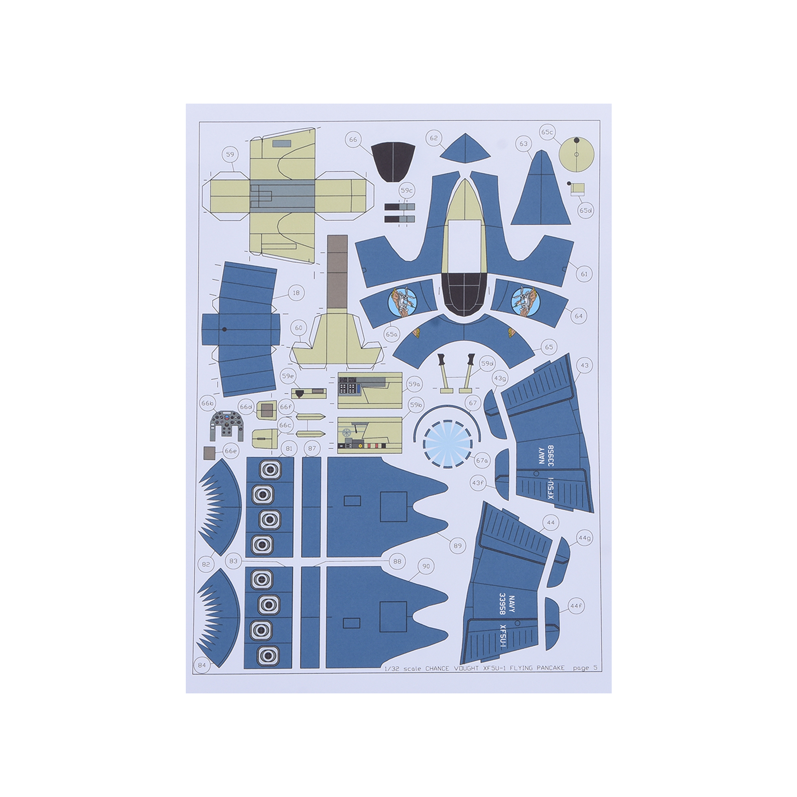 DIY 1/32 American XF5U-1 Flying Pancake Fighter 3D Paper Model