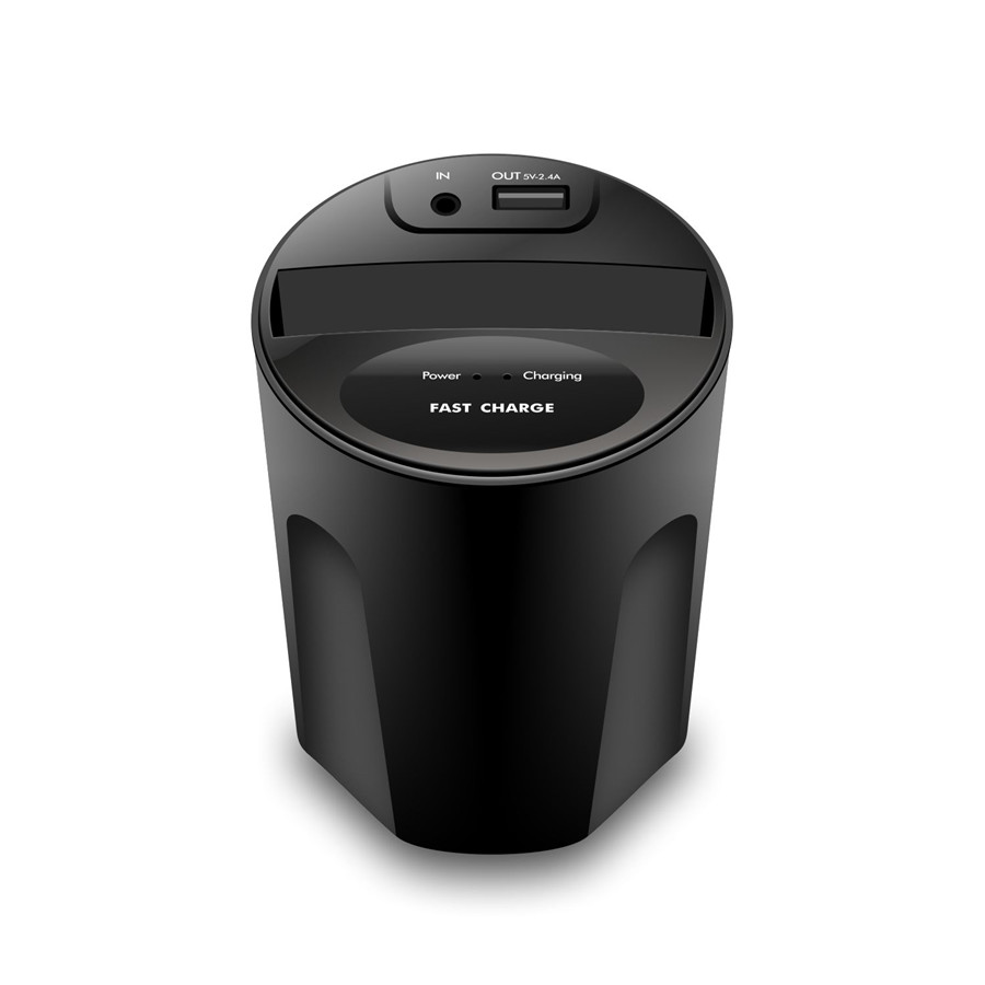 Qi Wireless Charger Car Cup Mount Holder W/ USB Charging ...