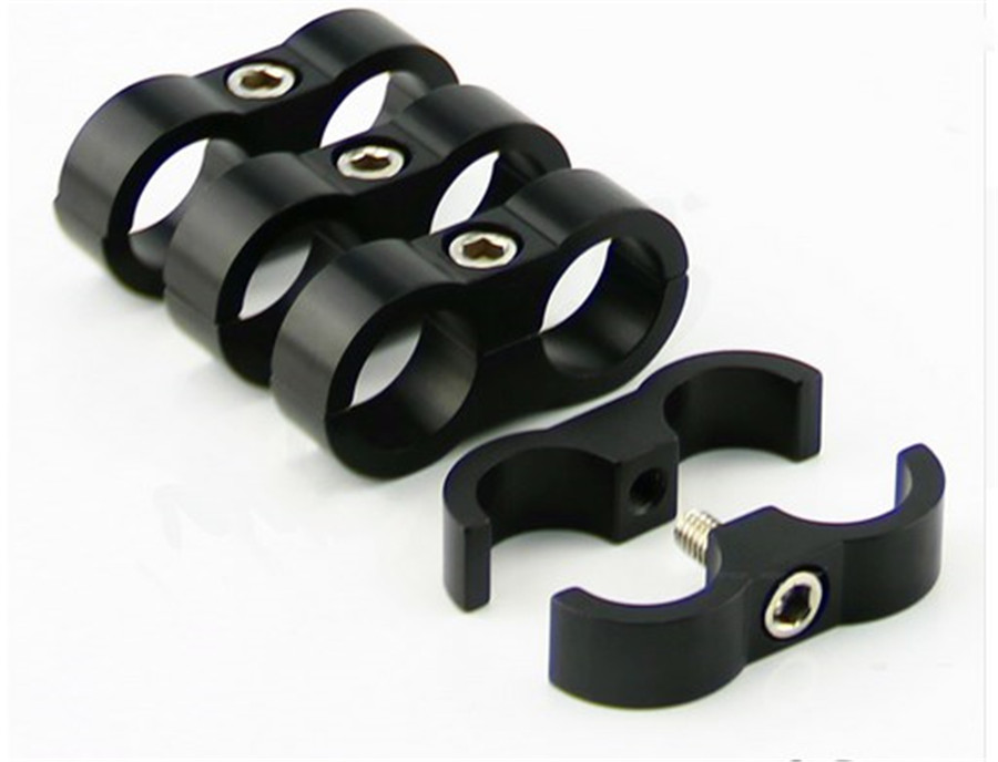 4Pcs AN10 19MM Braided Hose Separator Clamp Black Hose Adapter Bracket