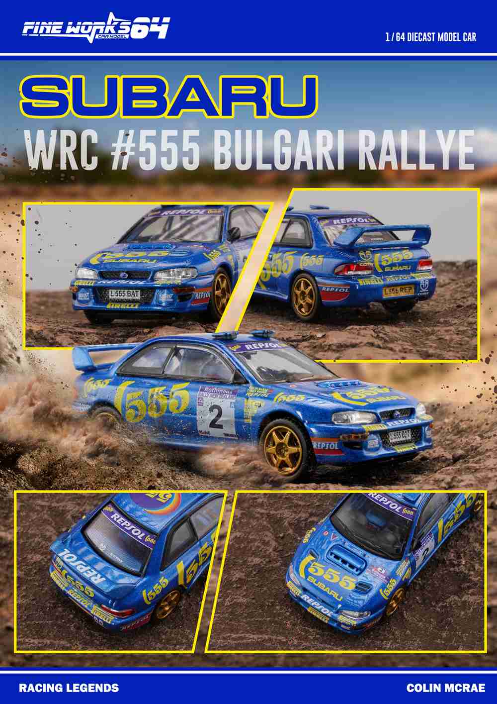 ミニカー rally car collection SUBARU Fine works 1:64 Scale Subaru Impreza WRC Car Model Rally Car Alloy ミニカー