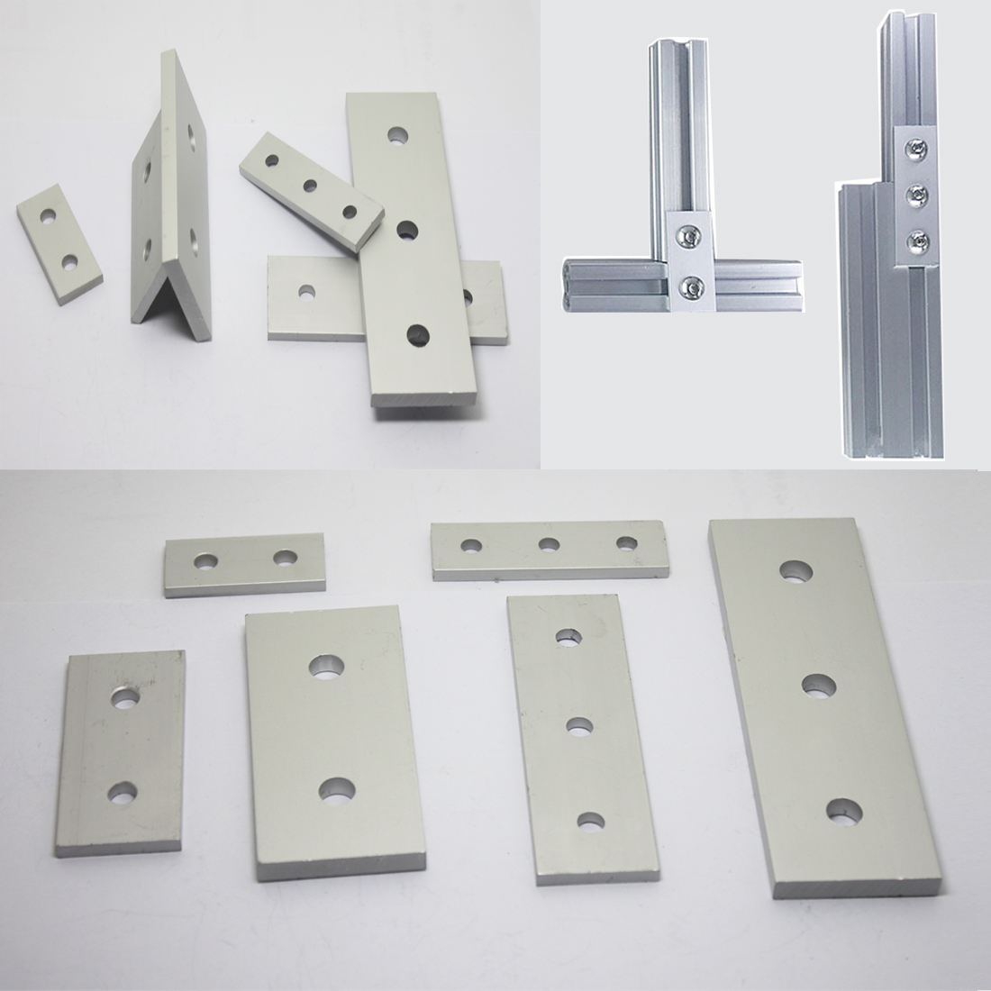 Tslot Straight Connector Flat Plate Aluminum 2020,3030,4040 Profile 2/3 Hole eBay