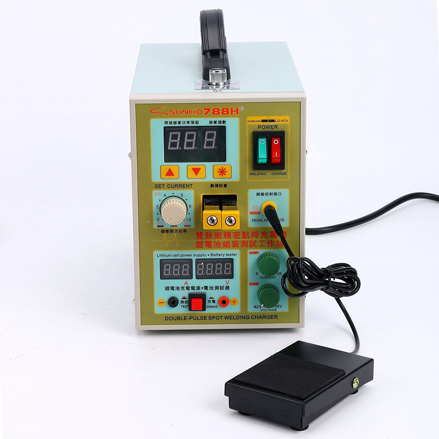 788H 60A USB LED Dual Pulse Spot Welder 18650 Battery Charger Power Bank Test US