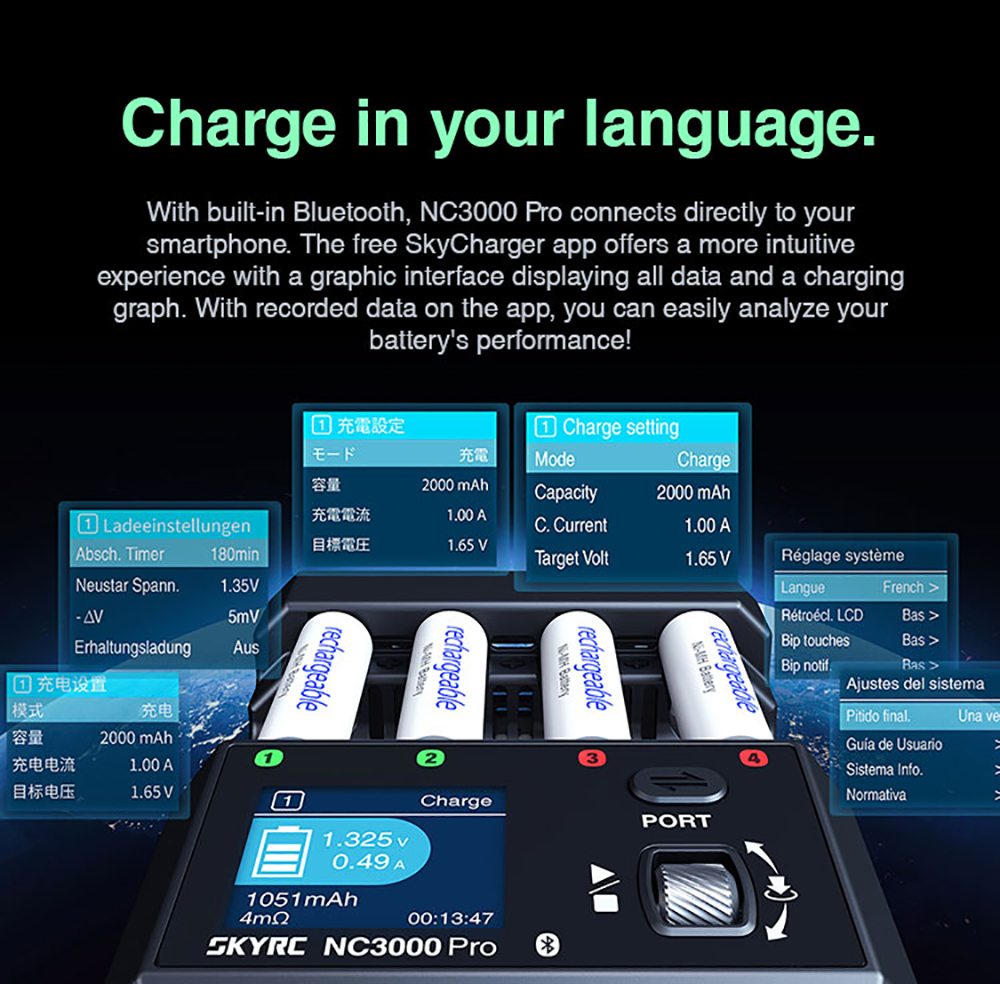 SKYRC NC3000 Pro バッテリーチャージャー SkyRC NC3000 Pro NiMH NiCd Battery Charger LED APP Control