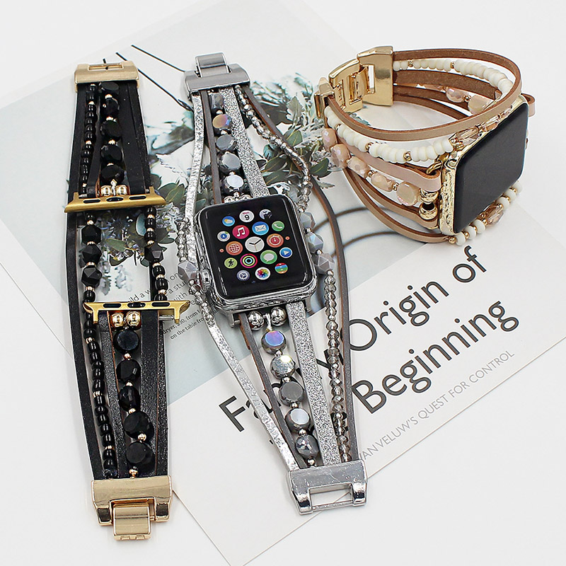 iPhoneアクセサリー mom Stylish Stone Woman Bracelet For Apple Watch Band Beads Boho