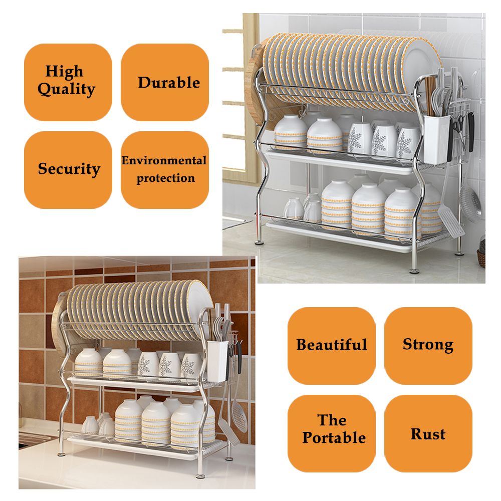 3-Tier Stainless Steel Dish Rack Over-the-Sink Kitchen Dish Drainer