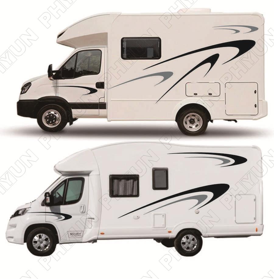 Black & Gray Stickers Vinyl Graphics Decals Kit For Camper