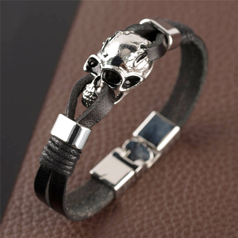 13875 2x Vintage Style Skull Clasp Connector for Men Punk Bracelet Necklace End