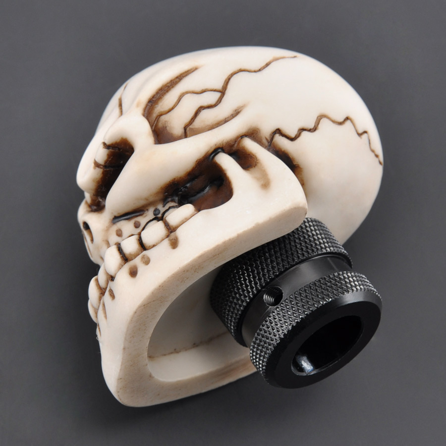 White Resin Wicked Skull Head Manual Gear Car Stick Shift Knob Shifter
