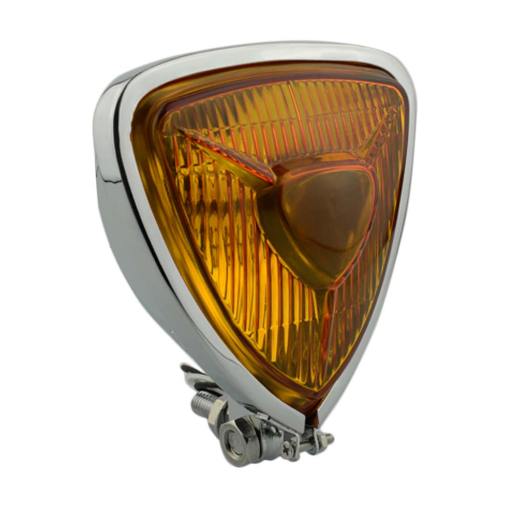 Triangle Motorcycle Headlight Amber Chrome light for Harley Chopper