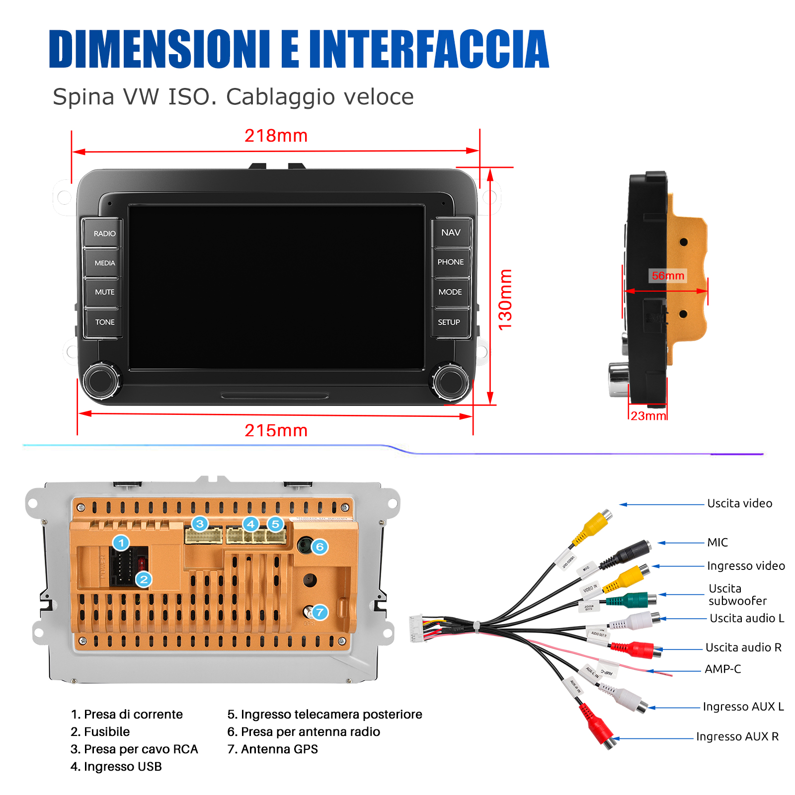 Autoradio 2 DIN Android 13 Carplay GPS RDS Per VW GOLF 5 6 Passat Touran  Polo 6R