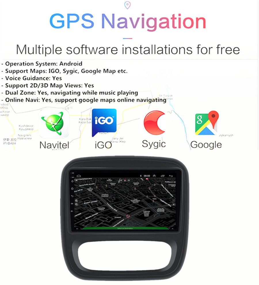 Autoradio GPS tactile Bluetooth Android & Apple Carplay Renault Trafic de  2002 à 2014 + caméra de recul