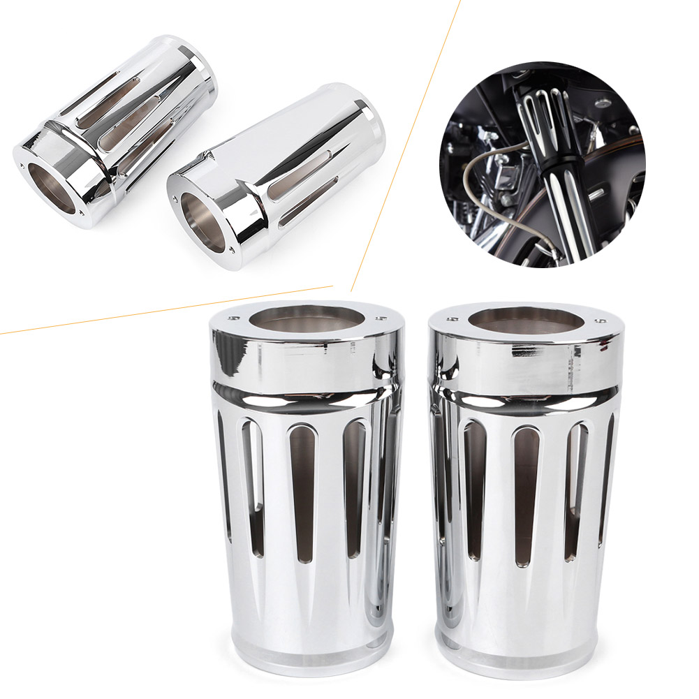 Black Deep Cut Billet Aluminum Fork Boot Slider Cover For Harley Davidson Touring Models 1984-2013