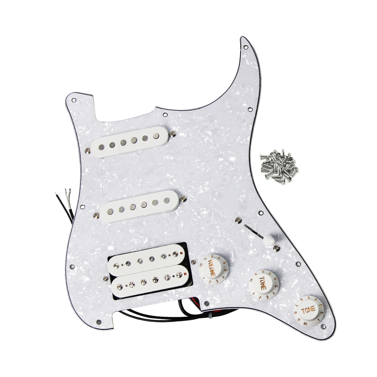 FLEOR Prewired HSS Pickguard For ST Electric Guitar - Alnico 5 Pickups & Pots - Loaded - View #2