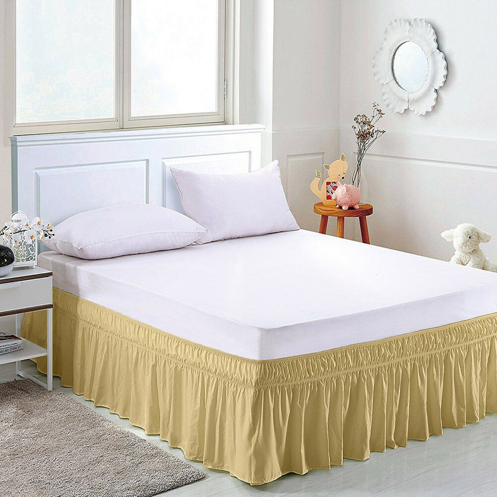 Elastic Bed Skirt Cover Hollow Ruffle Stretch Valance Fit Wrap Around