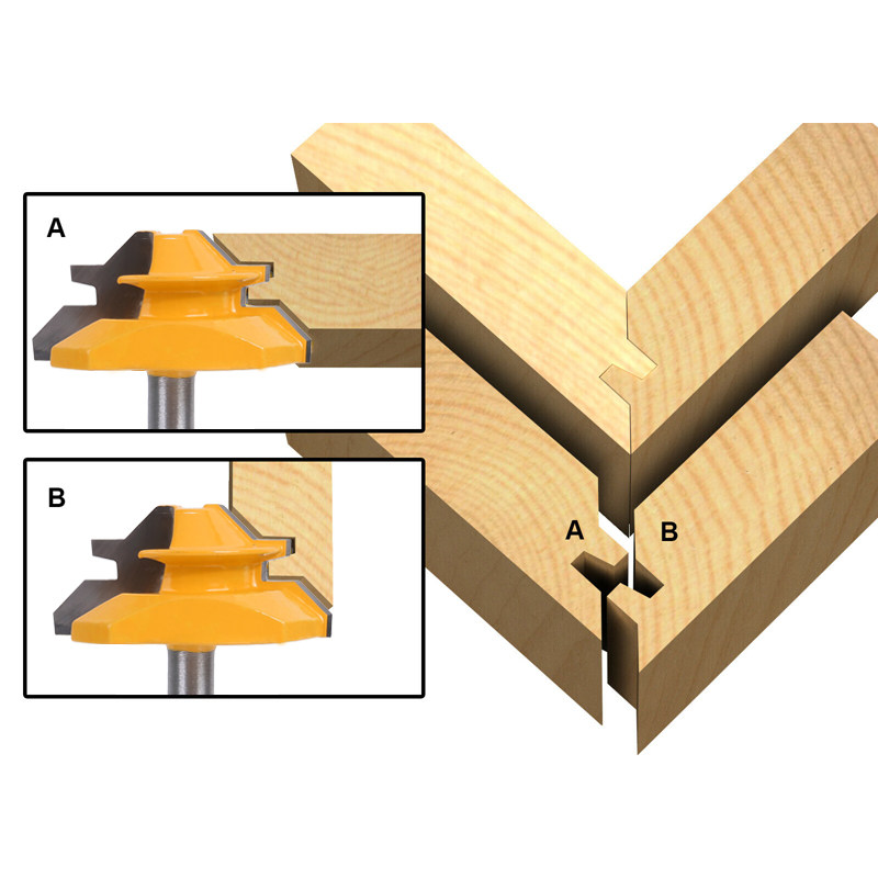 45 Degree Lock Miter Router Bit 1/4 Inch Shank, Woodworking Joint