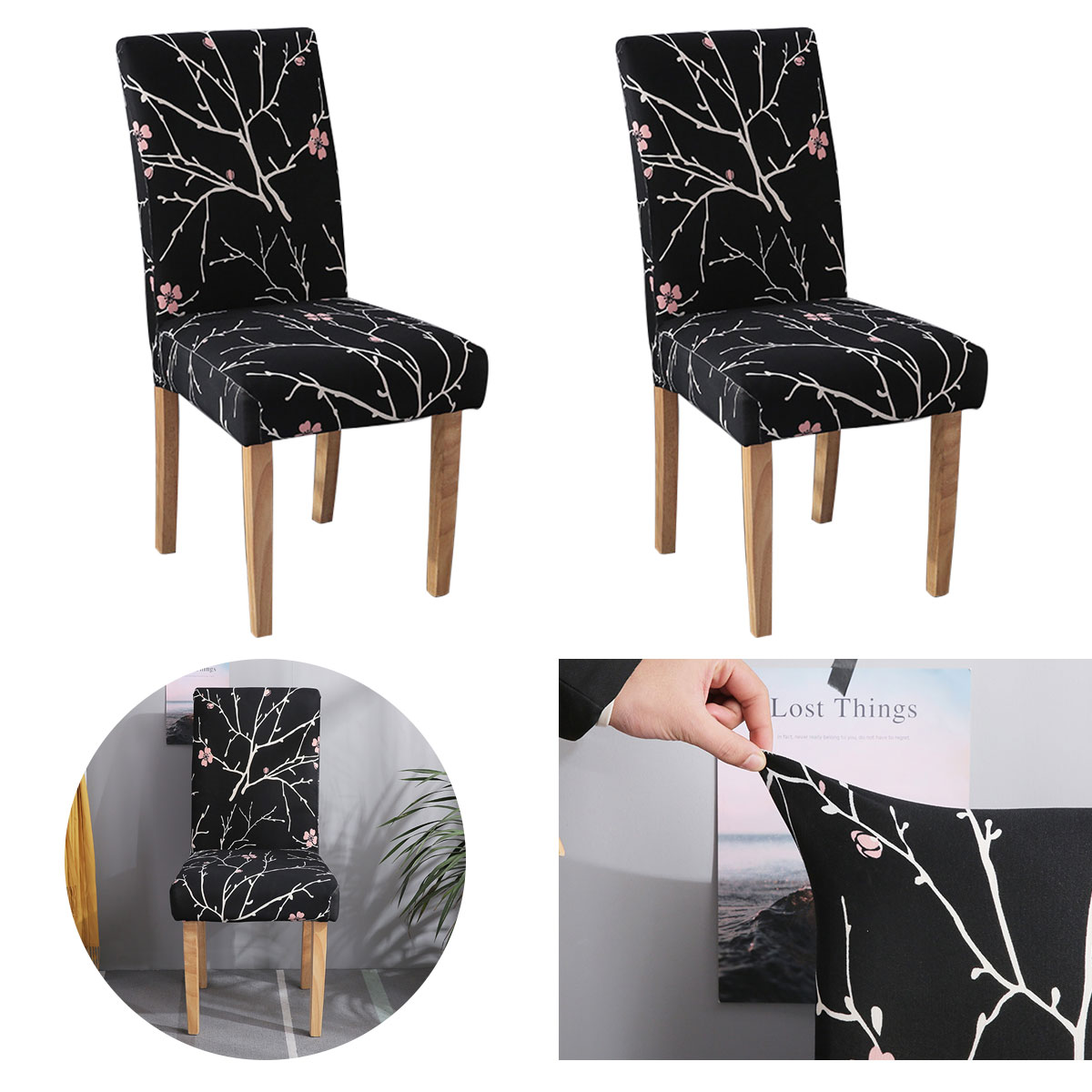 Velvet Dining Chair Seat Covers Spandex Slip Banquet Home Protective