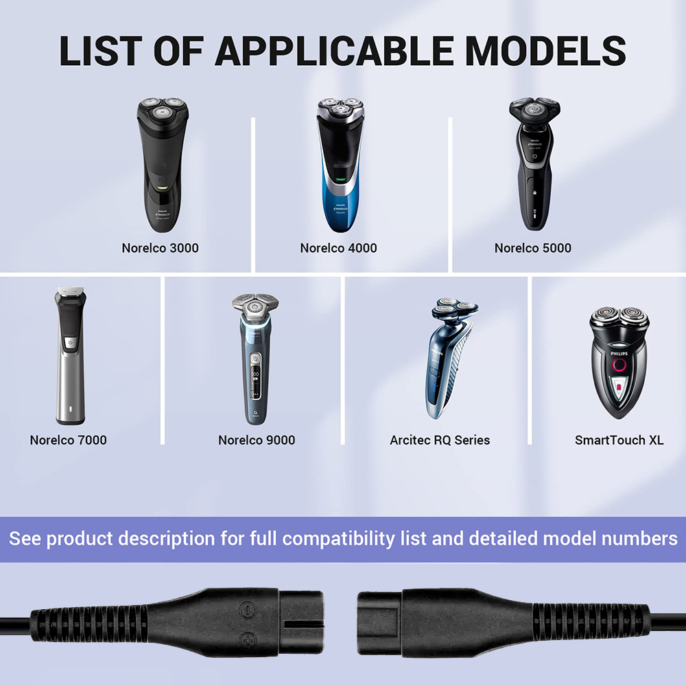 8 Pieces Shaver Charger Set, Shave Replacement Charge Electric USB Cable Kit Universal Charging Adapter For Electric Shavers, Razors, Trimmers, Compatible With Multiple Models For Home Bathroom Travel