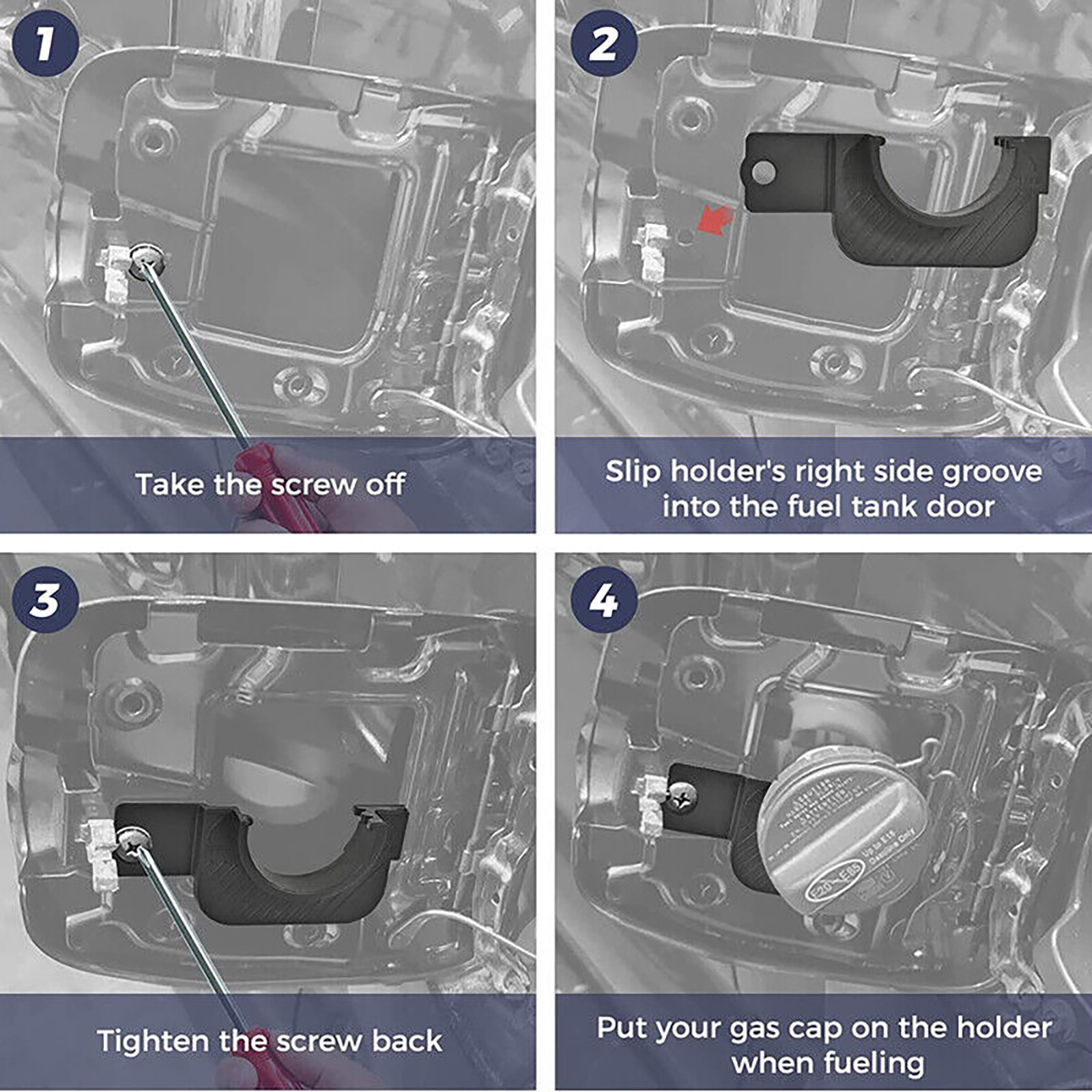 Gas Cap Holder For Toyota Tacoma (3rd Gen 2016-2022) - Anti-Slip, Pre-Drilled, Easy Install