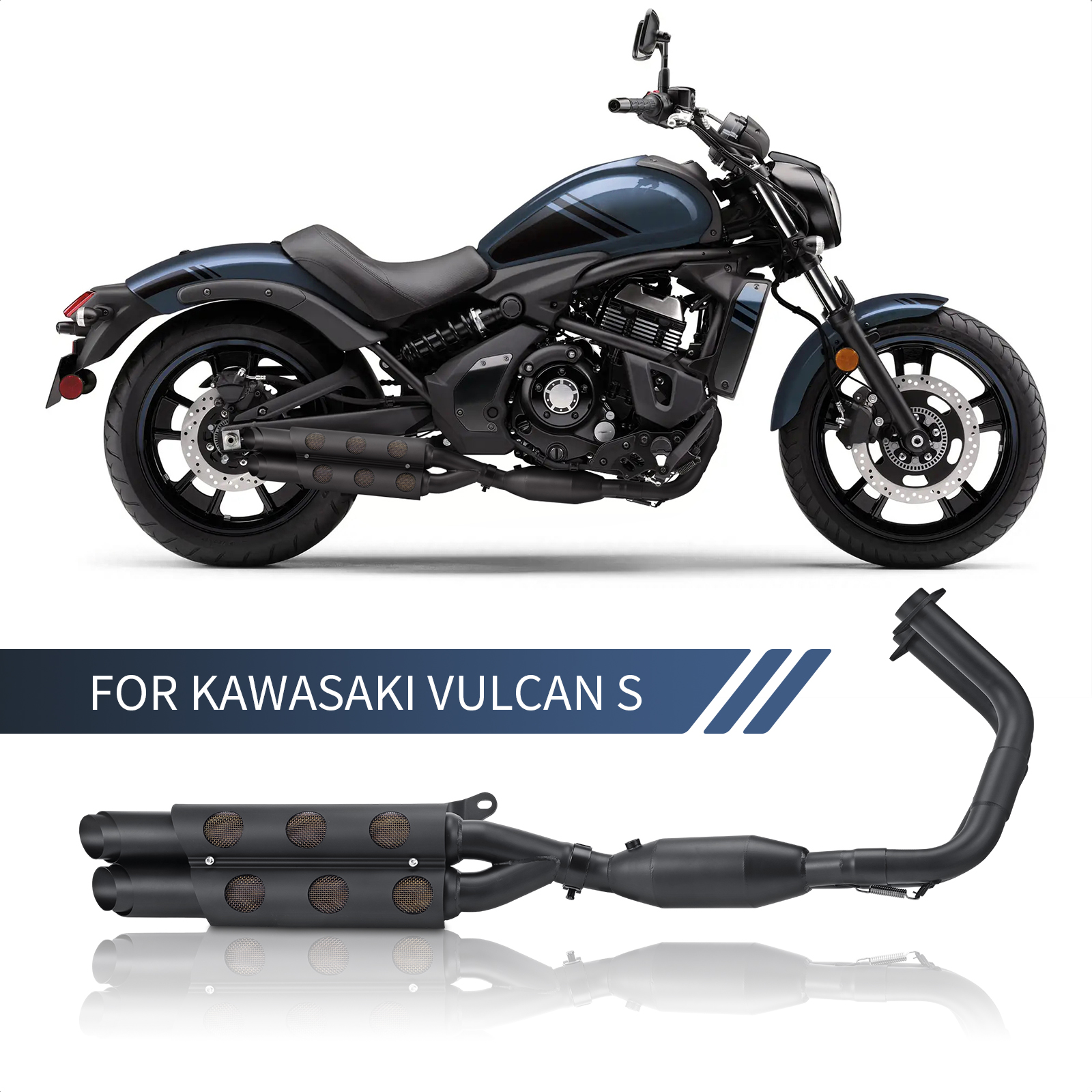 Slip-on Full System Exhaust Muffler Pipe For Kawasaki Vulcan