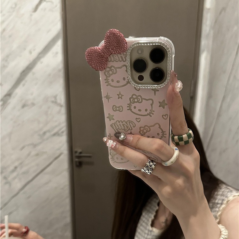 For iPhone 16 Pro Max 15 14 13 12 11 Cute Hello Kitty Pink