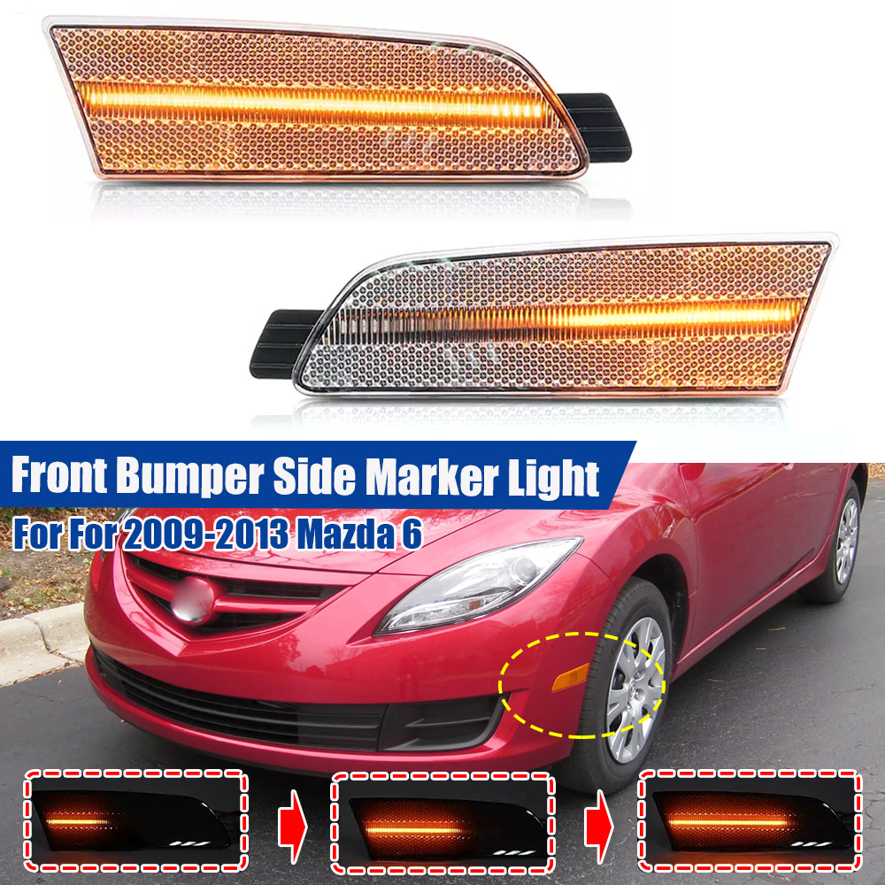 Sequential For 2009-2013 Mazda 6 Clear LED Side Marker Turn Signal