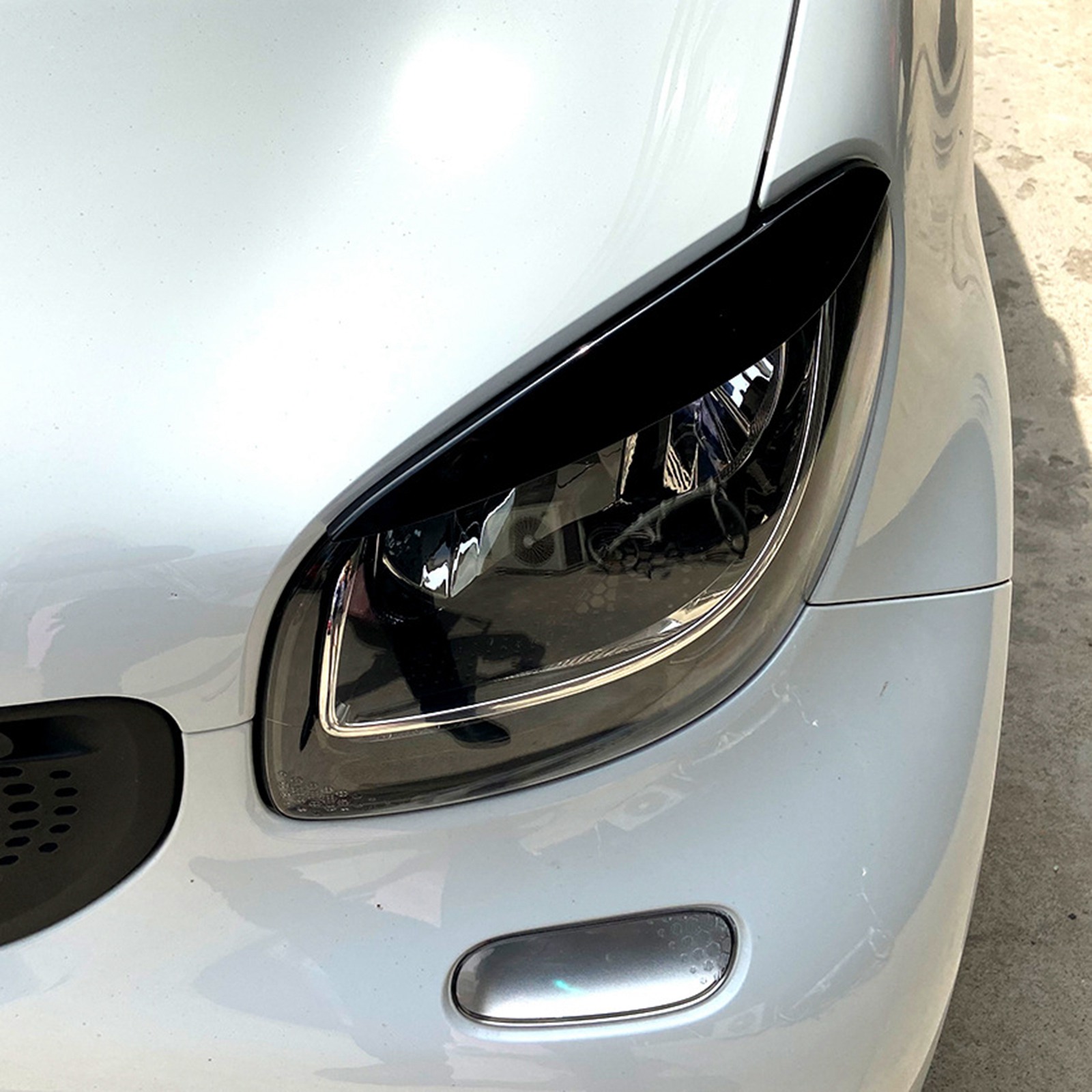 Glossy Black Headlight Eyelid Lid Eyebrow Trim For Mercedes