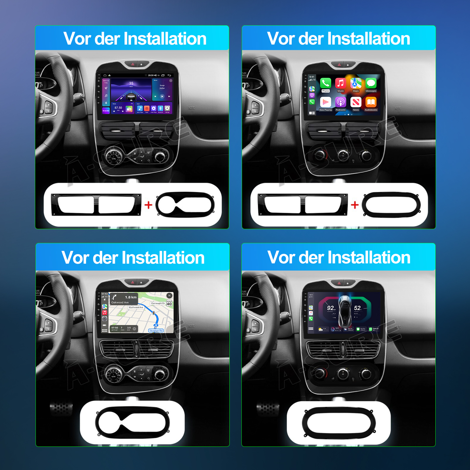 Android 14 2+32GB Autoradio Navi Carplay DSP WiFi Für Renault