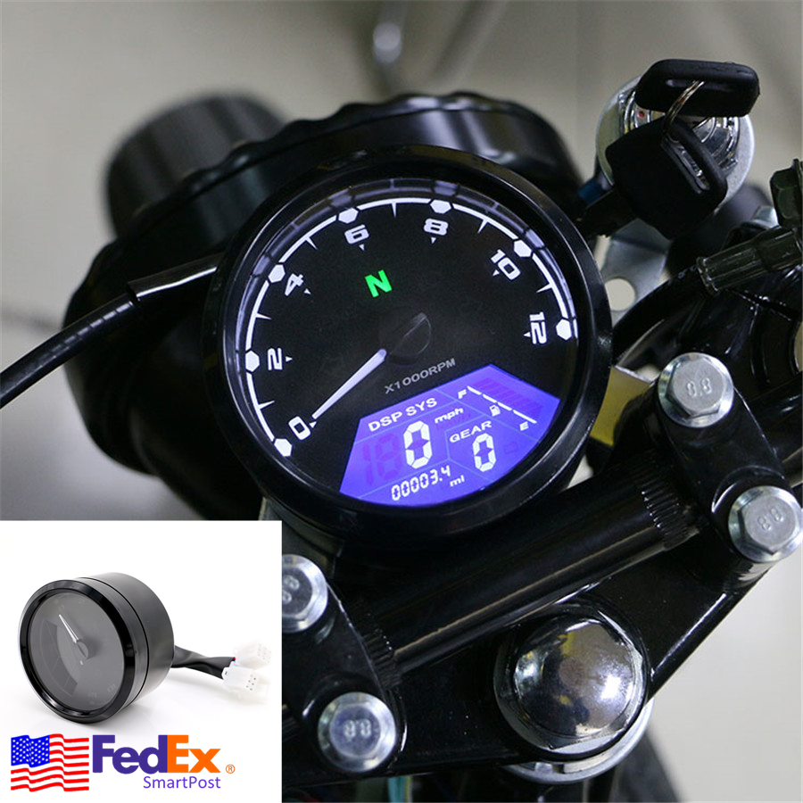 12V Multifunction Motorcycle Digital Gauge Speedo Tacho Meter KMH 12000