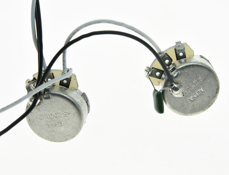 Guitar Prewired Wiring Harness Alpha 250K 24mmPots 1 Volume 1 Tone 3