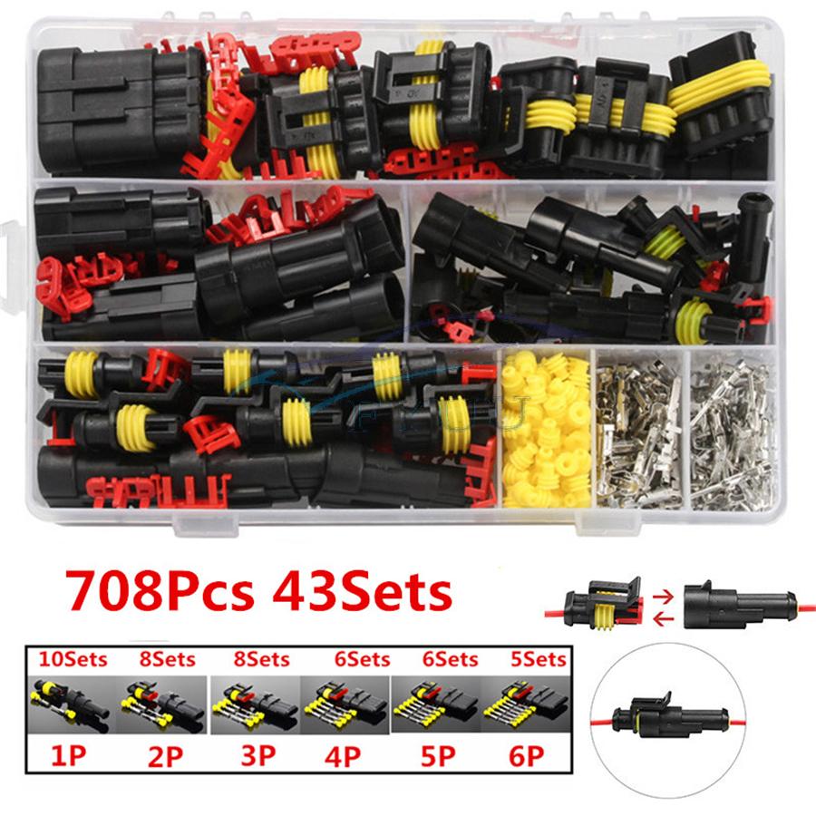 708X Waterproof Sealed Electrical Wire Connector Plug Kit 12A For
