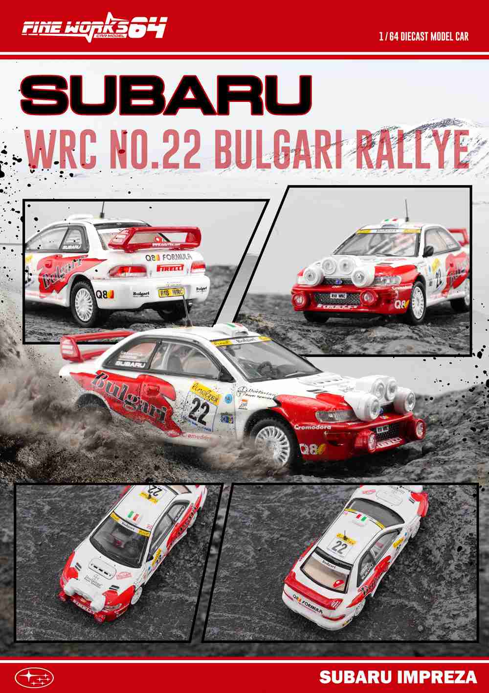 Fine Works 1/64 Subaru WRC Champion Racing Diecast Toy Model