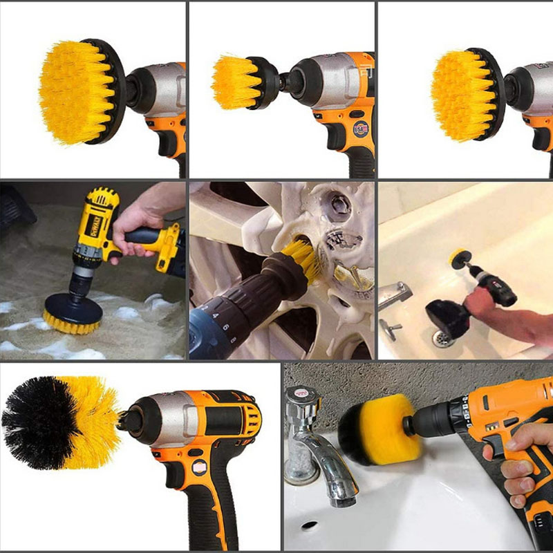 3pcs Drill Brush Set, Electric Car Washer Cleaning Brush Tool Kit,  Universal Cleaning Drill Brush, Attachable To A Drill, Different Sized  Replaceable Bristle Brushes, For Cleaning Car, Floor, Furniture, Bathtub,  Shower, Bathroom