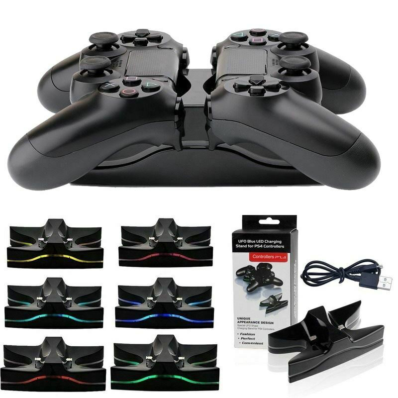 For Playstation Controller Dual USB Charger Station LED Fast