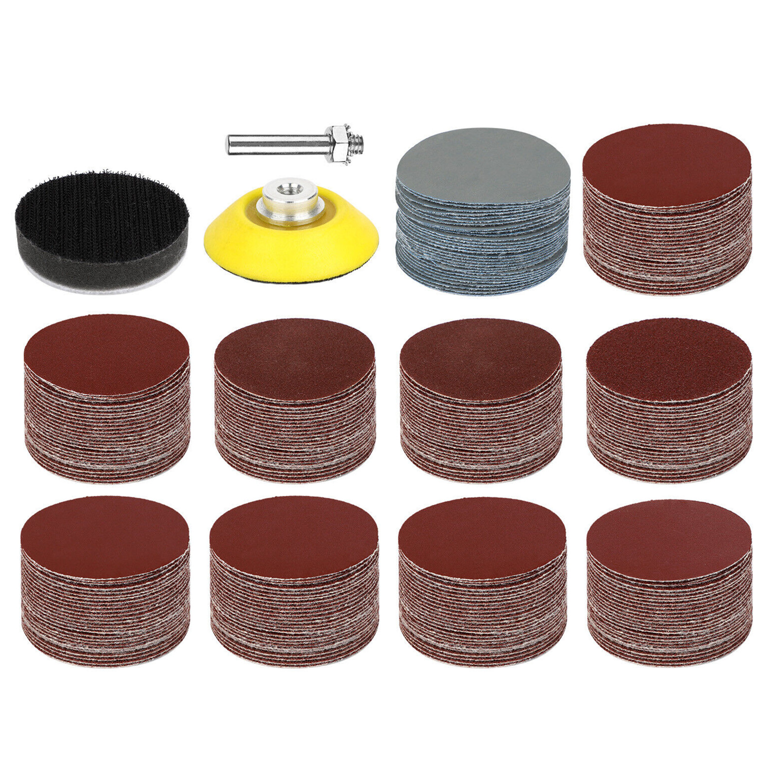300-Pack 2 Inch Sanding Discs – 80-3000 Grit Hook & Loop Set With Backing Plate & Foam Pad For Metal, Wood, Glass, Car Polishing