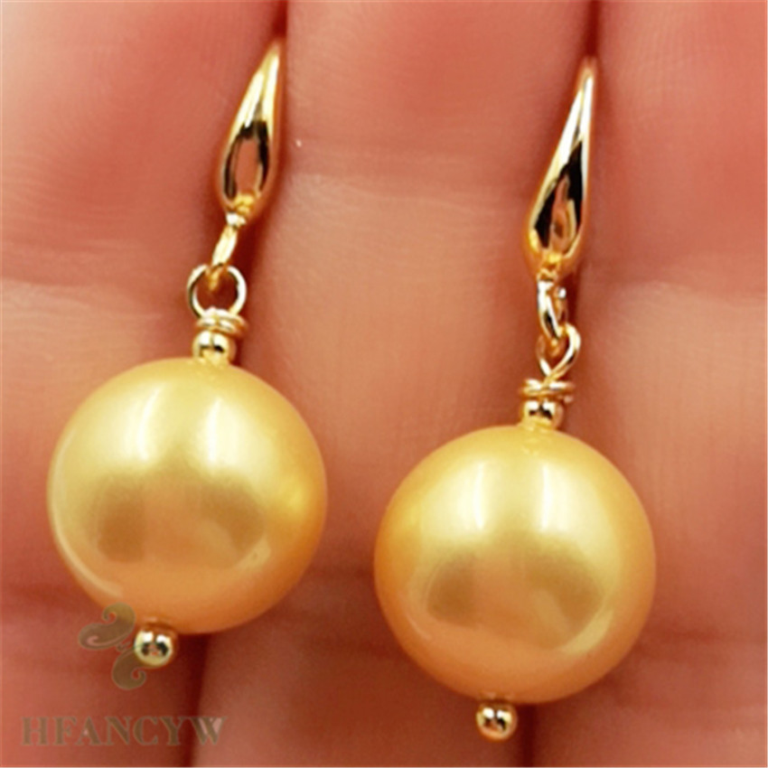 Small Natural Round Pearl Earrings Gold Ear Drop Dangle Aurora Classic Flawless