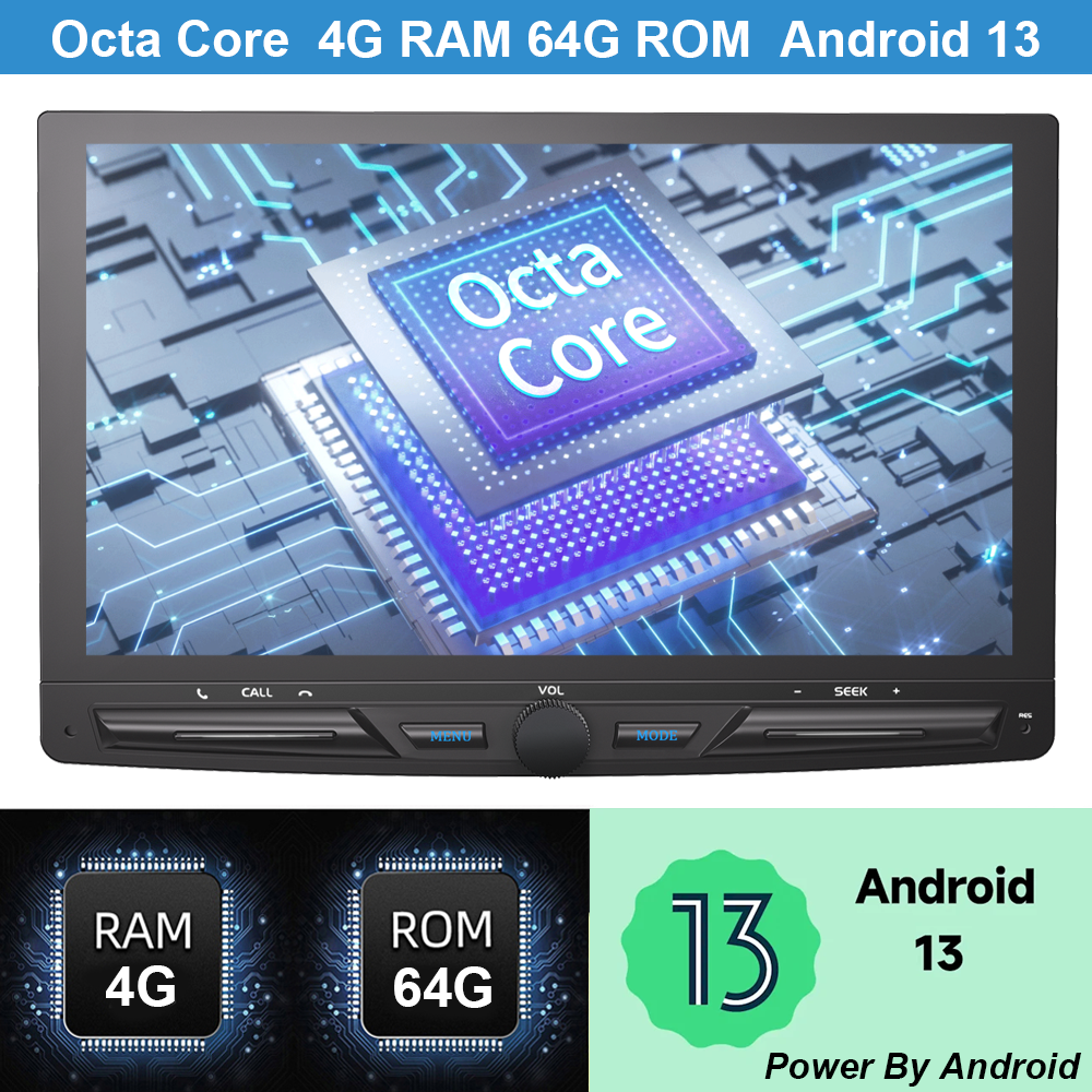 4G Octa-Core 1Din Android 13 Car Stereo Radio