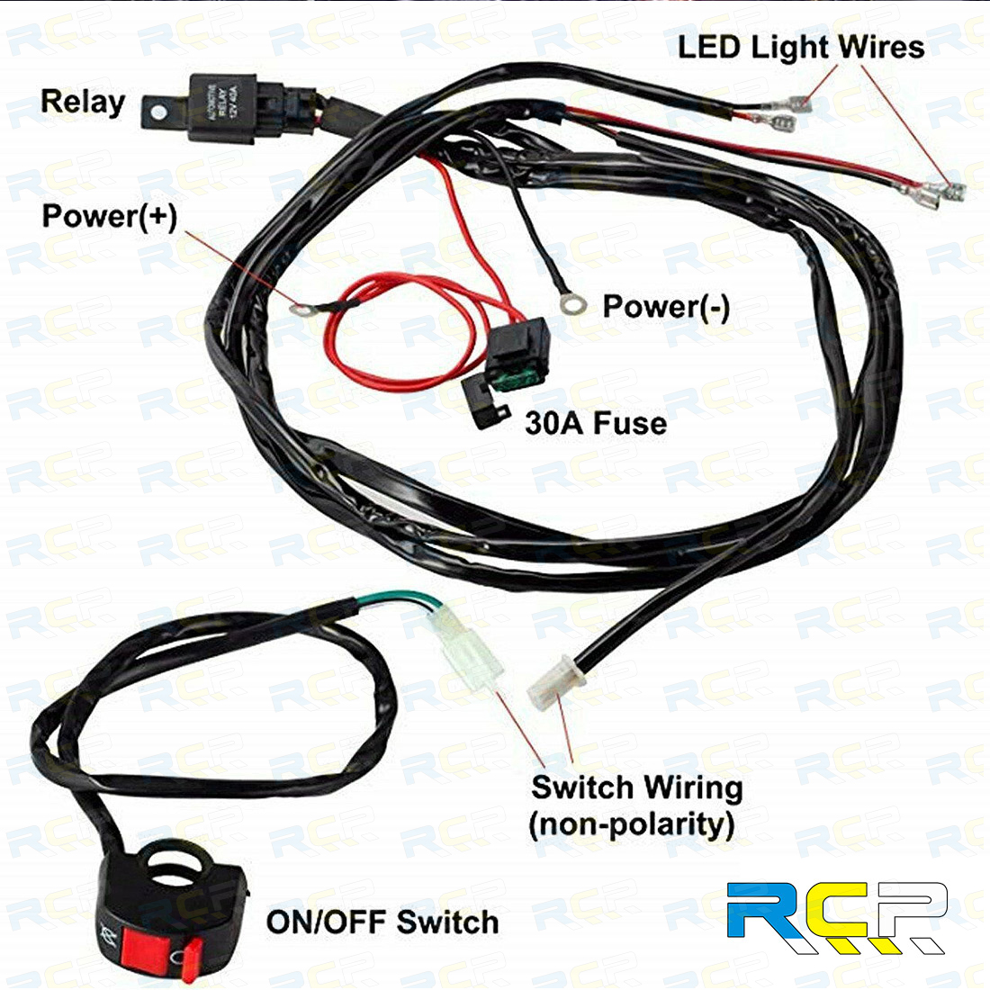 Universal Motorcycle LED Wiring Harness Relay Fog Light Relay ON/OFF