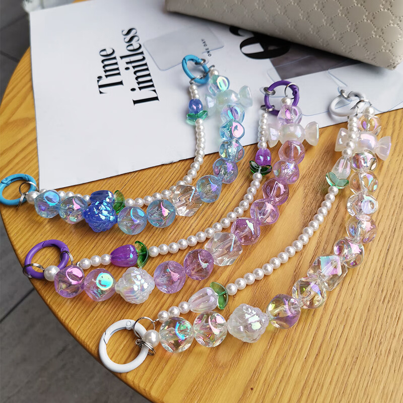 iPhoneアクセサリー Iphone 6pls For iPhone 17 16 Pro Max Rope Phone Case Chain Bling Pearl Beads