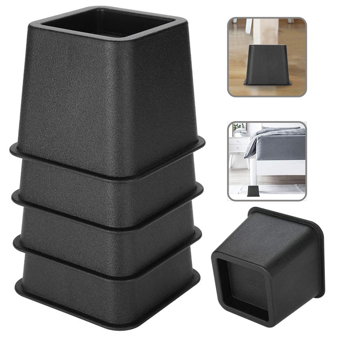 details about set of 4 heavy duty bed chair risers feet leg lift furniture  extra raisers stand