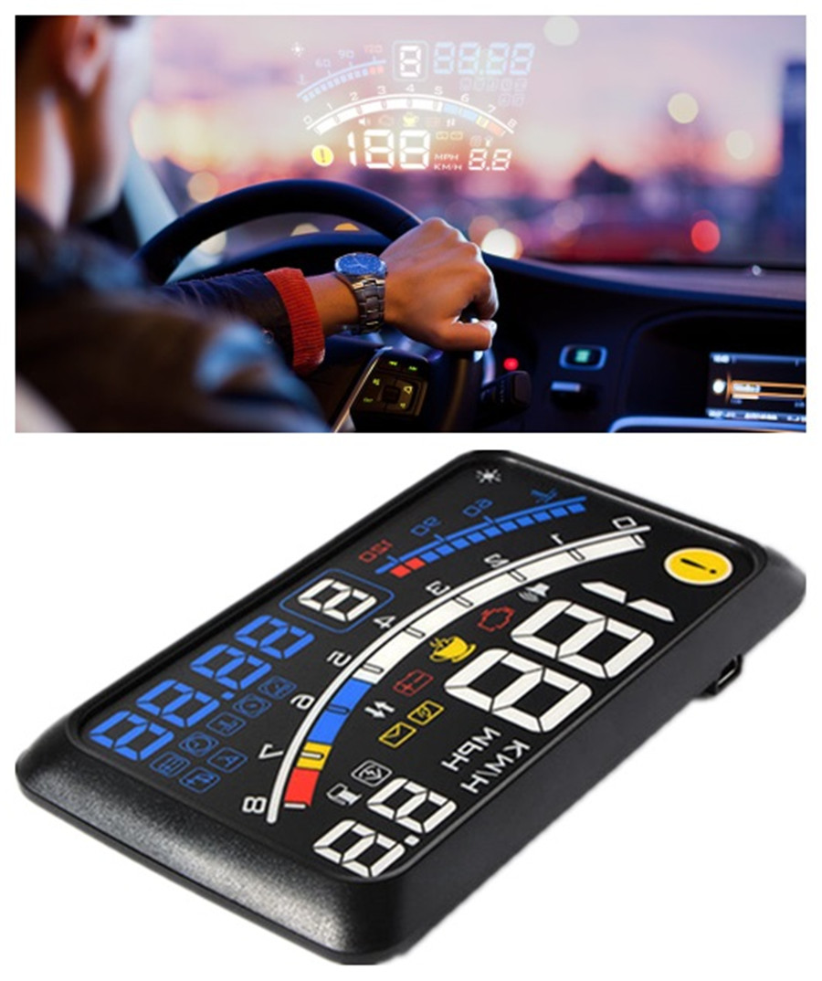 Head up Display auto, HUD GPS iKiKin Auto HUD display voor alle auto's en vrachtwagens, led-projector, HUD-reflectiefilm, geografisch positioneringssysteem snelheidsmeter, plug & play