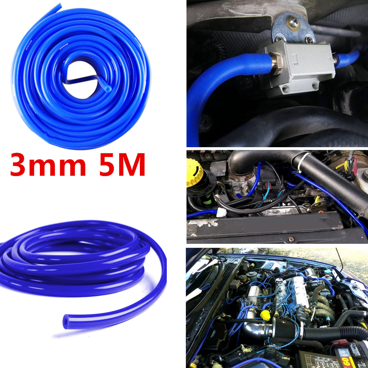 3mm 5M Silicone Vacuum Hose Tube Pipe Hose Turbo Boost Water Air