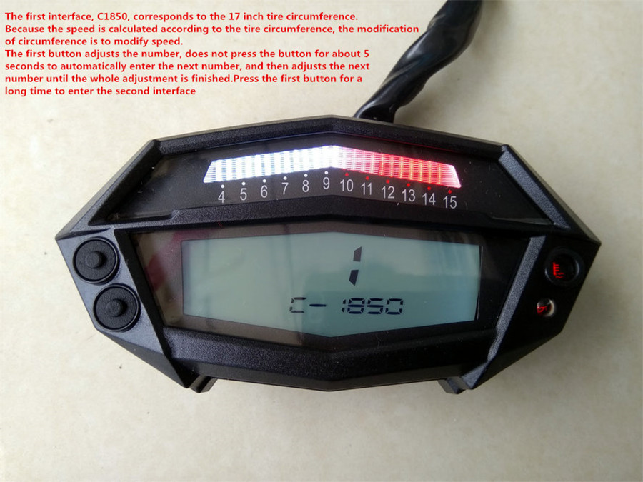 12v Motorcycle Bike Lcd Digital White Backlight