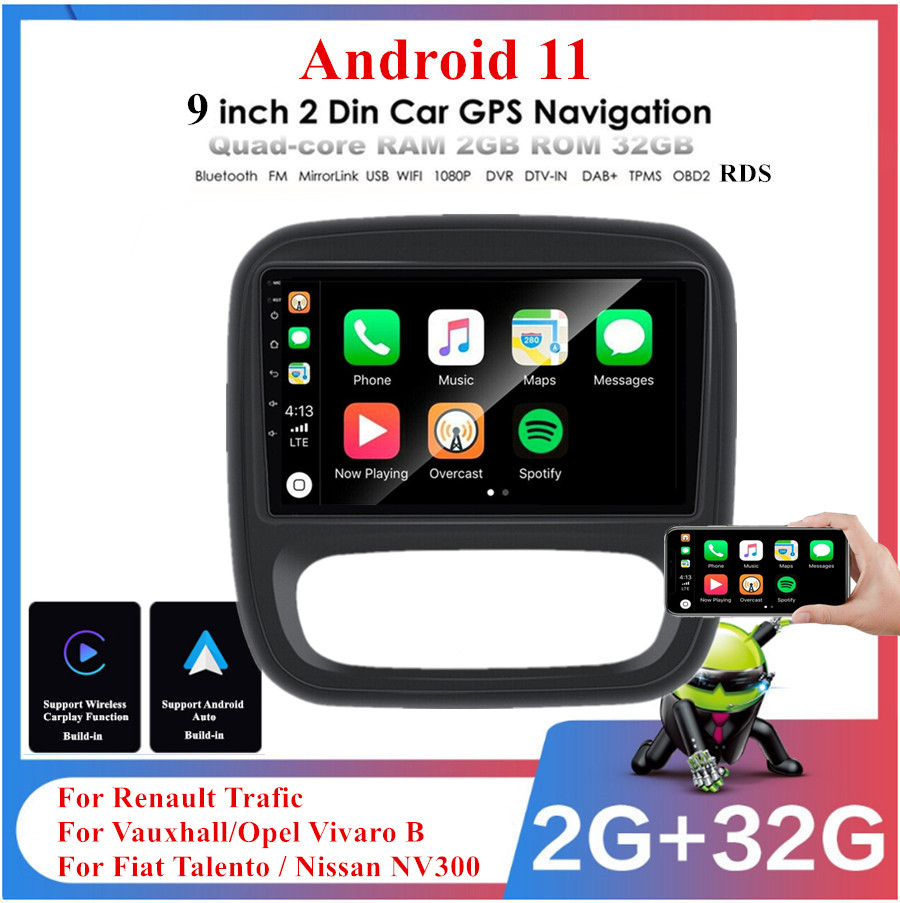 2 Din Android Car Radio Stereo for Renault Trafic 2015-2019 Autoradio GPS  Navigation Car Multimedia Player Head Unit Audio Auto